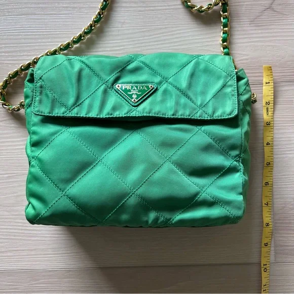 Vintage Prada Tessuto Quilted Nylon Bag Green - Picture 12 of 14